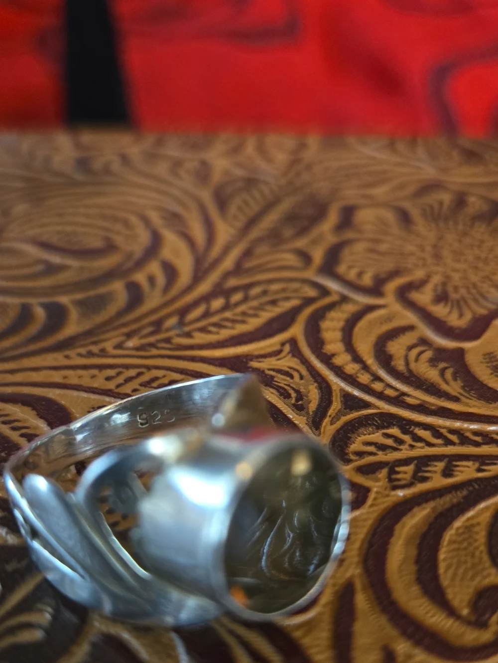 Modernist, Midcentury Sterling, Smoky Quartz, sculptural Cocktail Ring & Pouch